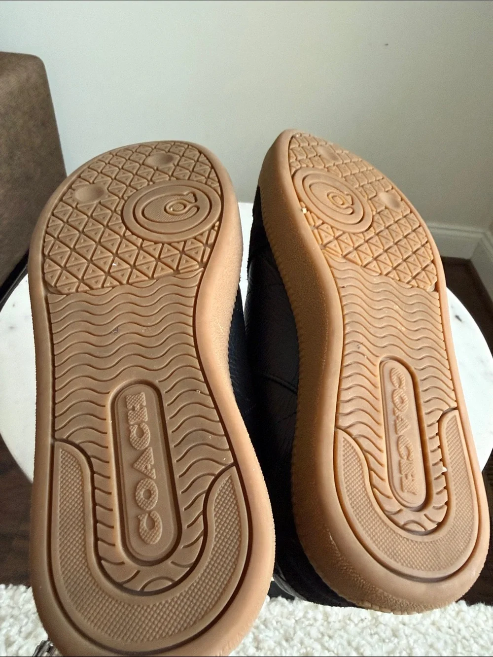Coach Black Leather & Suede Women's Low-Top Sneakers with Gum Sole